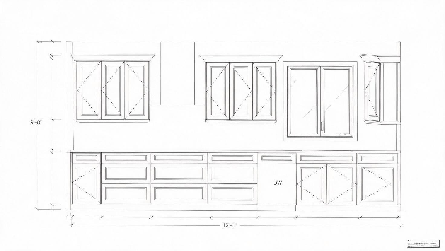 Kitchen drawing, front elevation