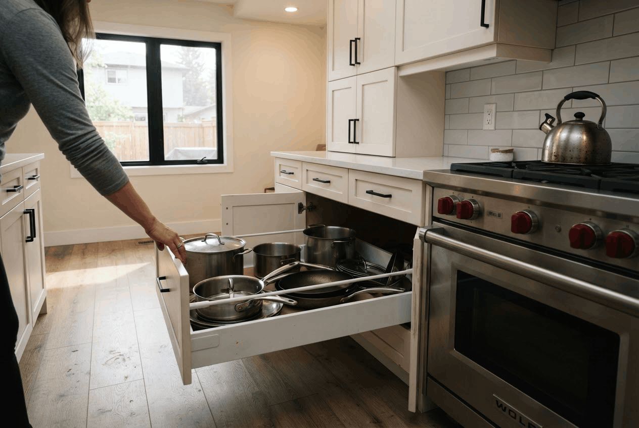 Family using their custom kitchen