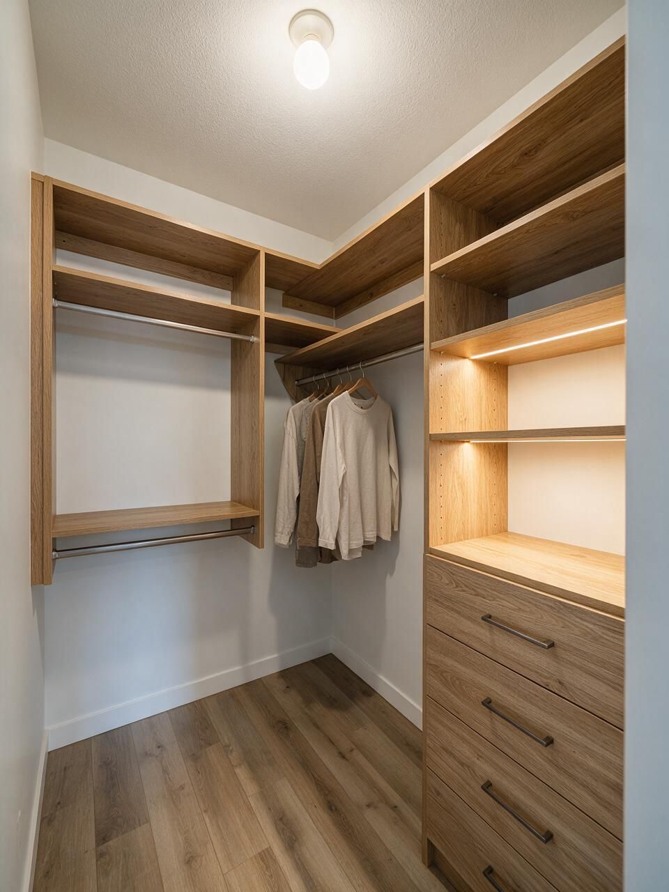 L-shaped custom walk-in closet