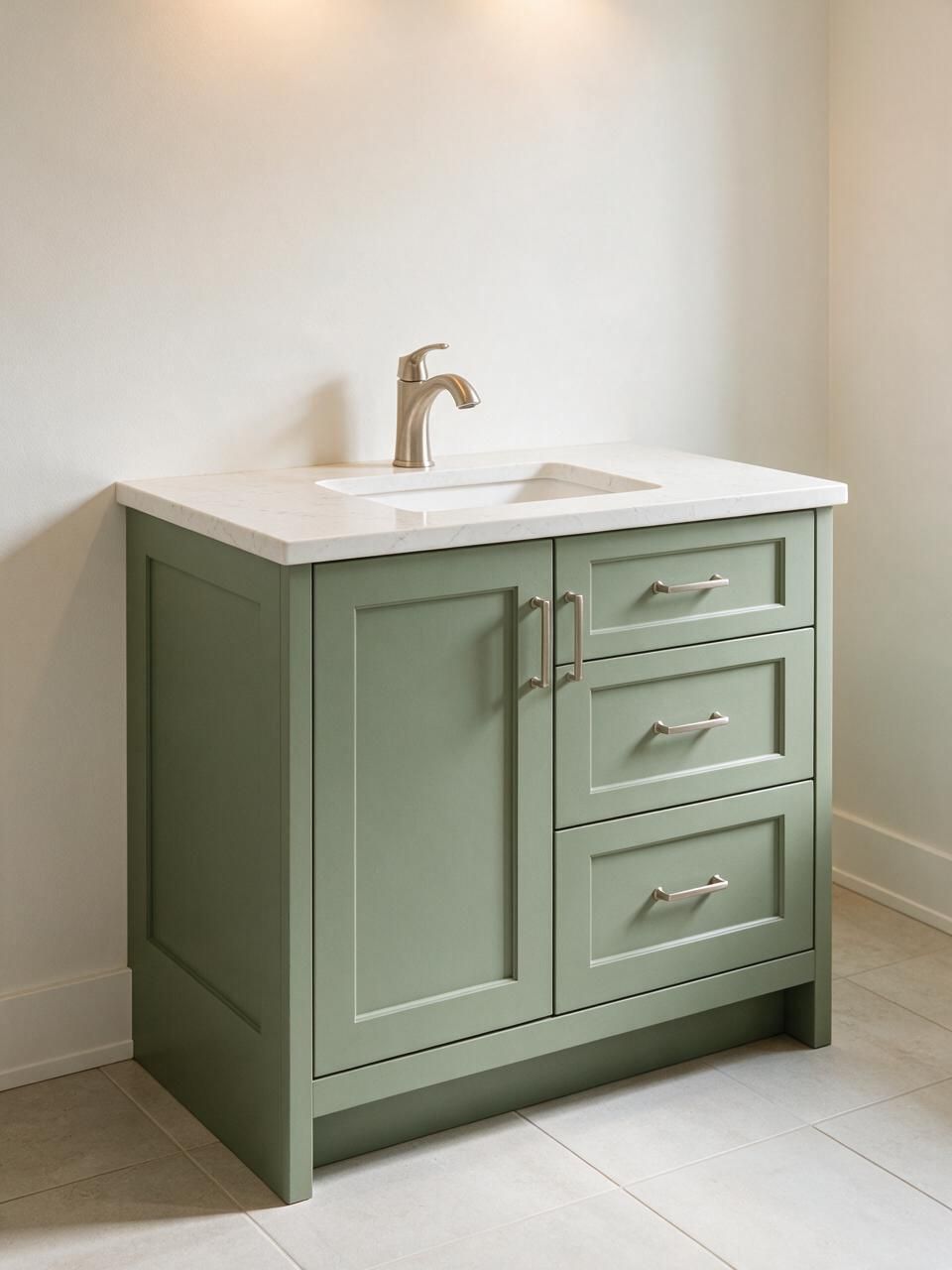 Freestanding bathroom vanity with recessed toe kick