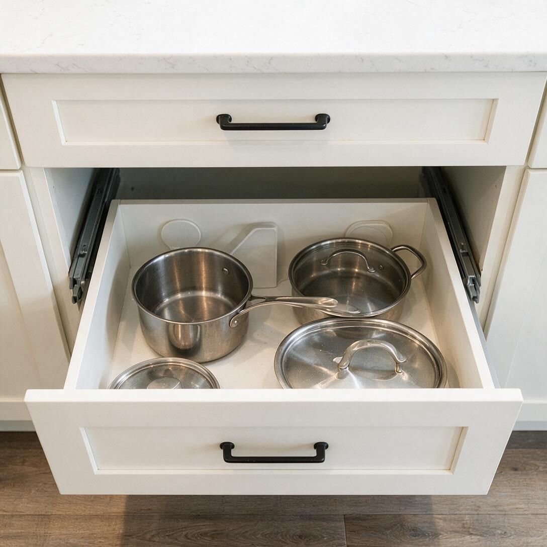 Custom Kitchen in Edmonton: drawer interior