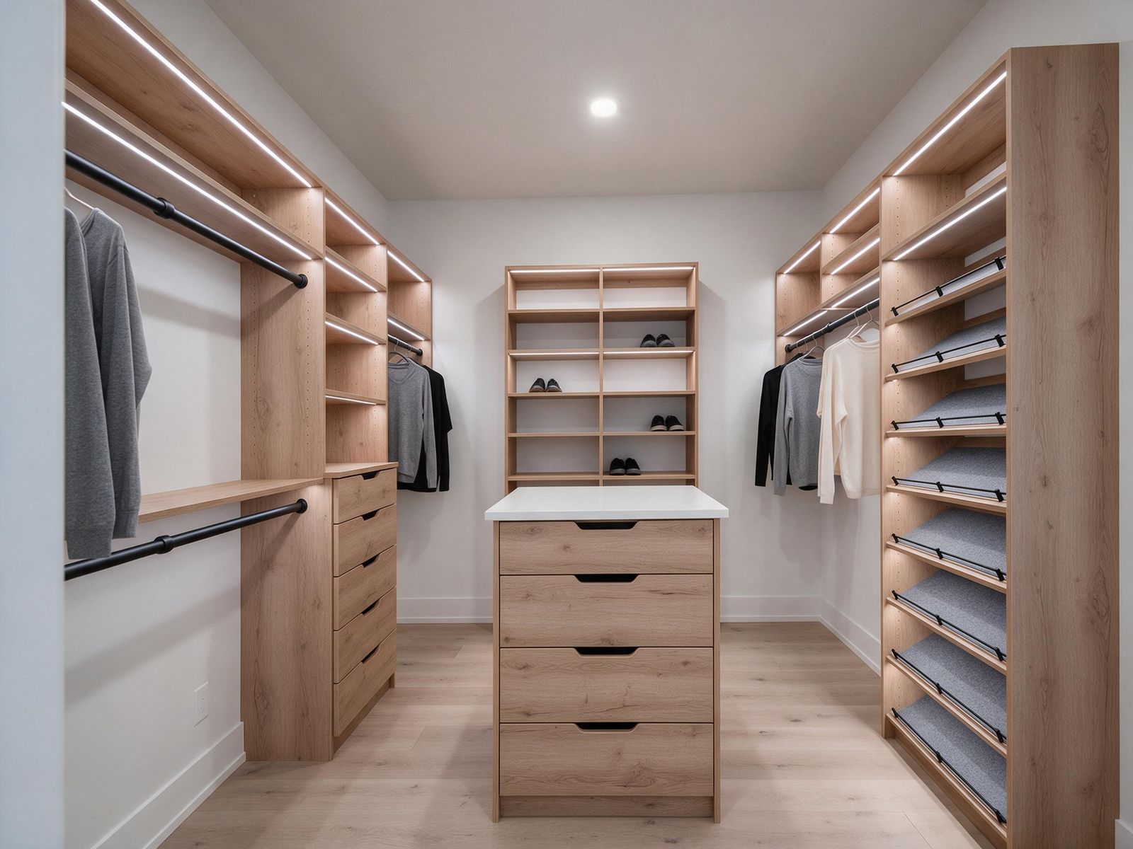 Walk-In Closet in Edmonton: island or bench